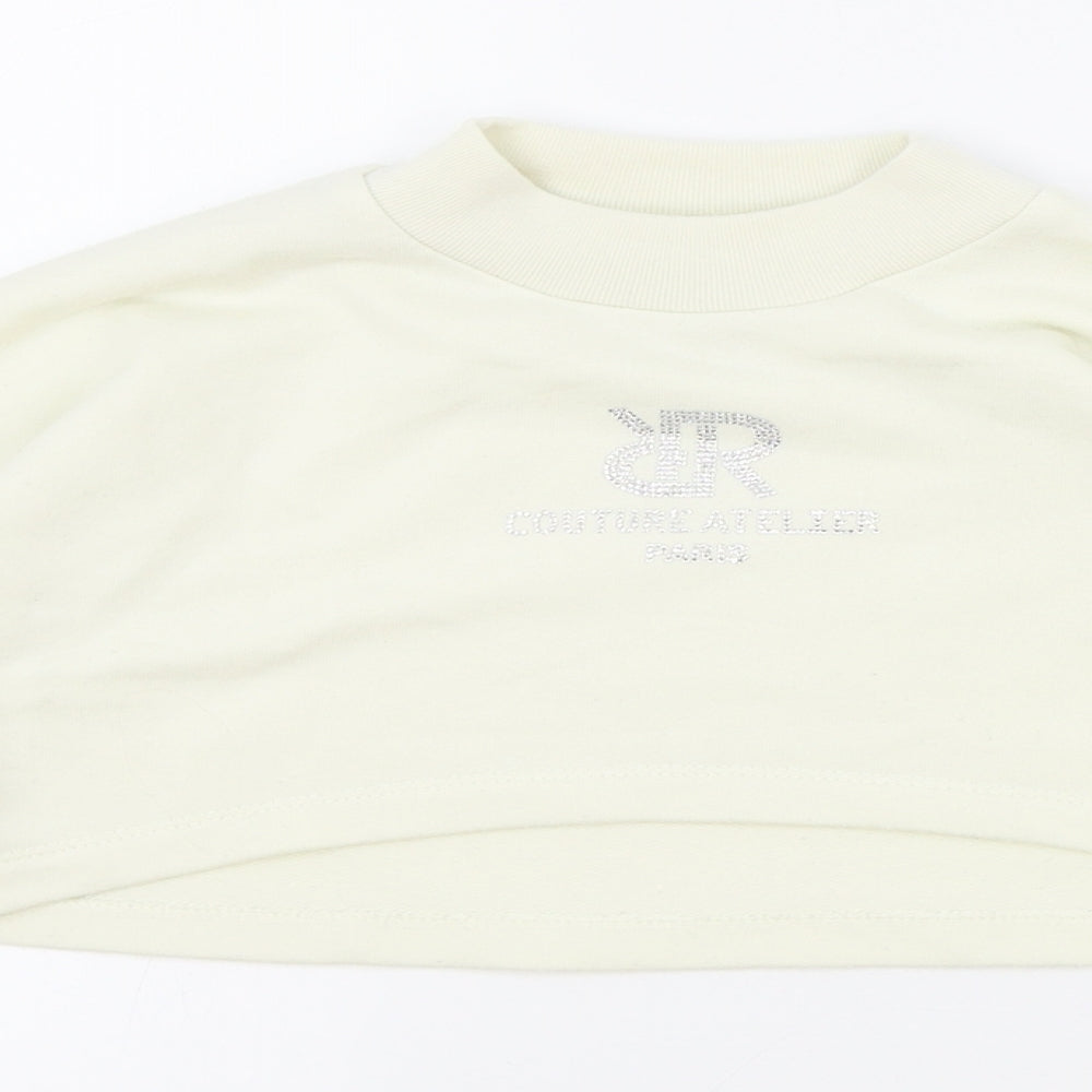 River Island Girls White Cotton Pullover Sweatshirt Size 11-12 Years Pullover - Cropped
