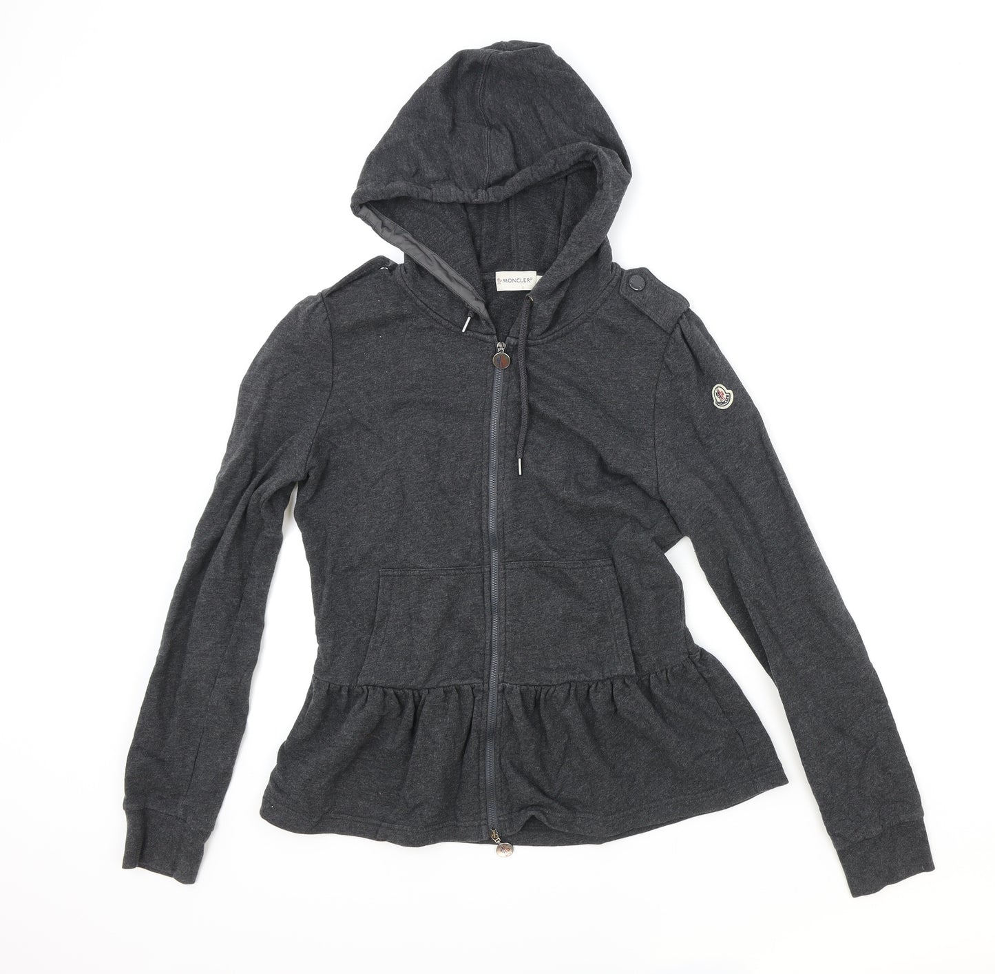 Moncler Womens Grey Cotton Full Zip Hoodie Size M Zip