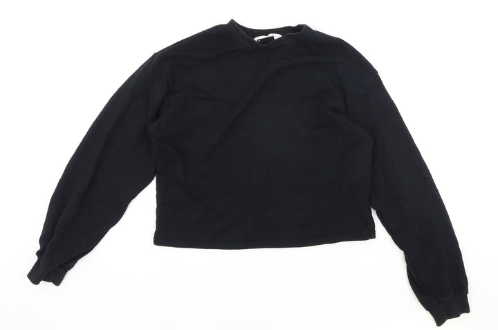 H&M Girls Black Cotton Pullover Sweatshirt Size 12-13 Years Pullover