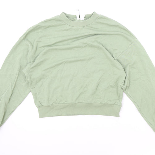 H&M Womens Green Cotton Pullover Sweatshirt Size XS Pullover