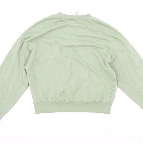 H&M Womens Green Cotton Pullover Sweatshirt Size XS Pullover