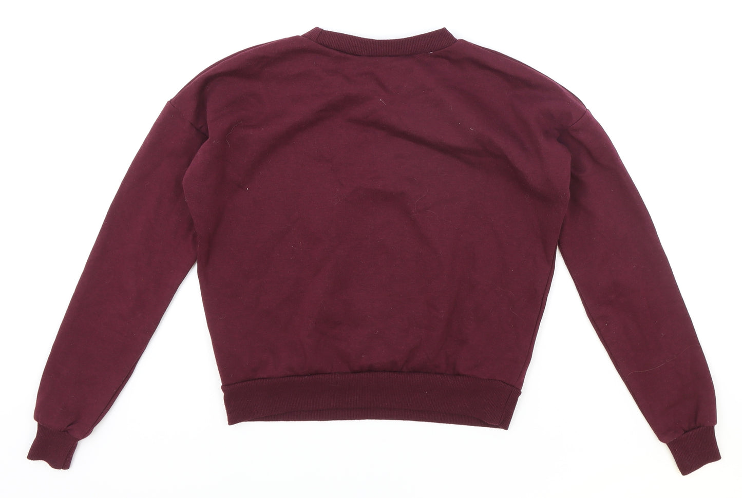 New Look Girls Red Cotton Pullover Sweatshirt Size 9 Years Pullover - Christmas Reindeer
