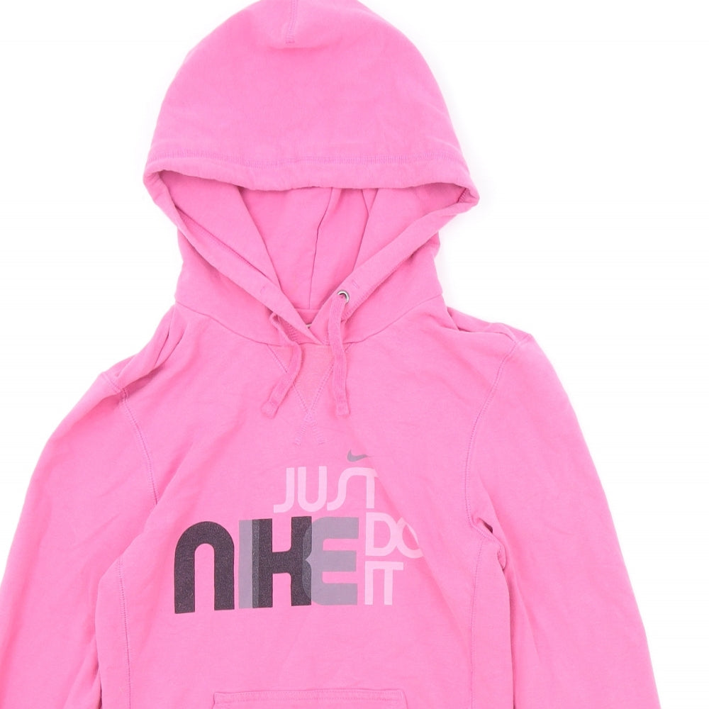Nike Womens Pink Cotton Pullover Hoodie Size XS Pullover