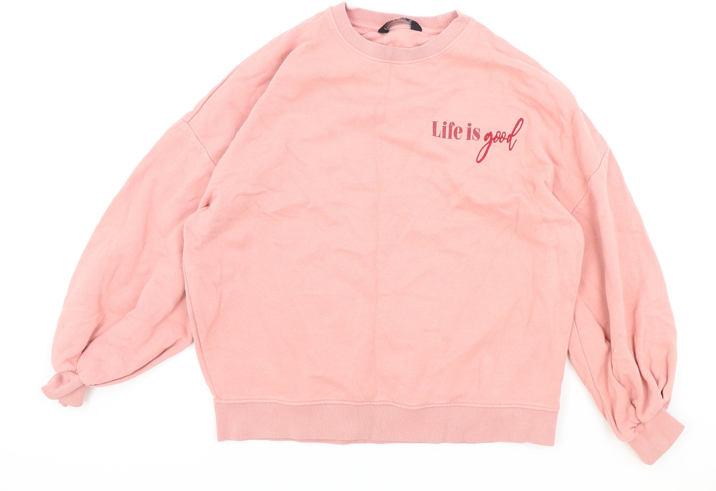 F&F Womens Pink Herringbone Cotton Pullover Sweatshirt Size 8 Pullover - Life is Good