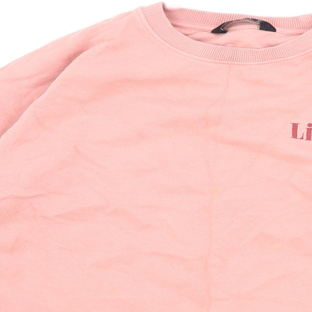 F&F Womens Pink Herringbone Cotton Pullover Sweatshirt Size 8 Pullover - Life is Good