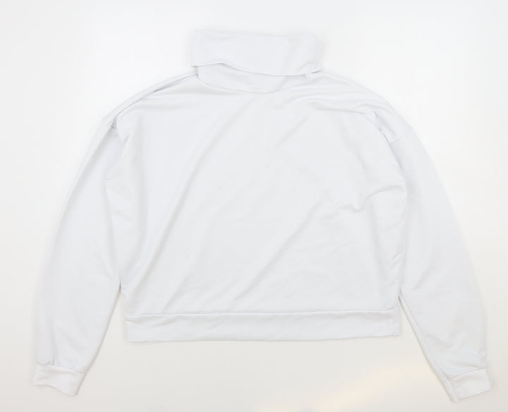 PRETTYLITTLETHING Womens White Cotton Pullover Sweatshirt Size 12 Pullover