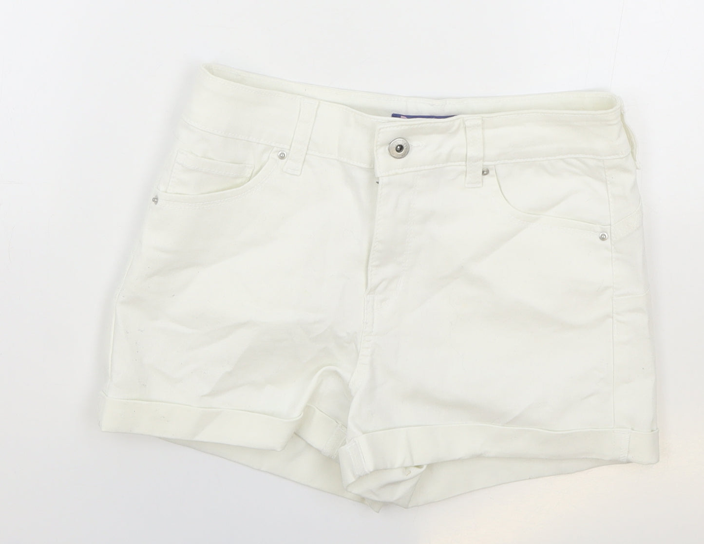 Butt Womens White Cotton Mom Shorts Size S Regular Zip