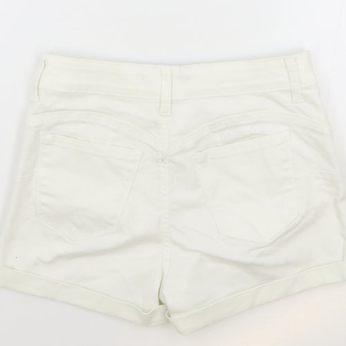 Butt Womens White Cotton Mom Shorts Size S Regular Zip
