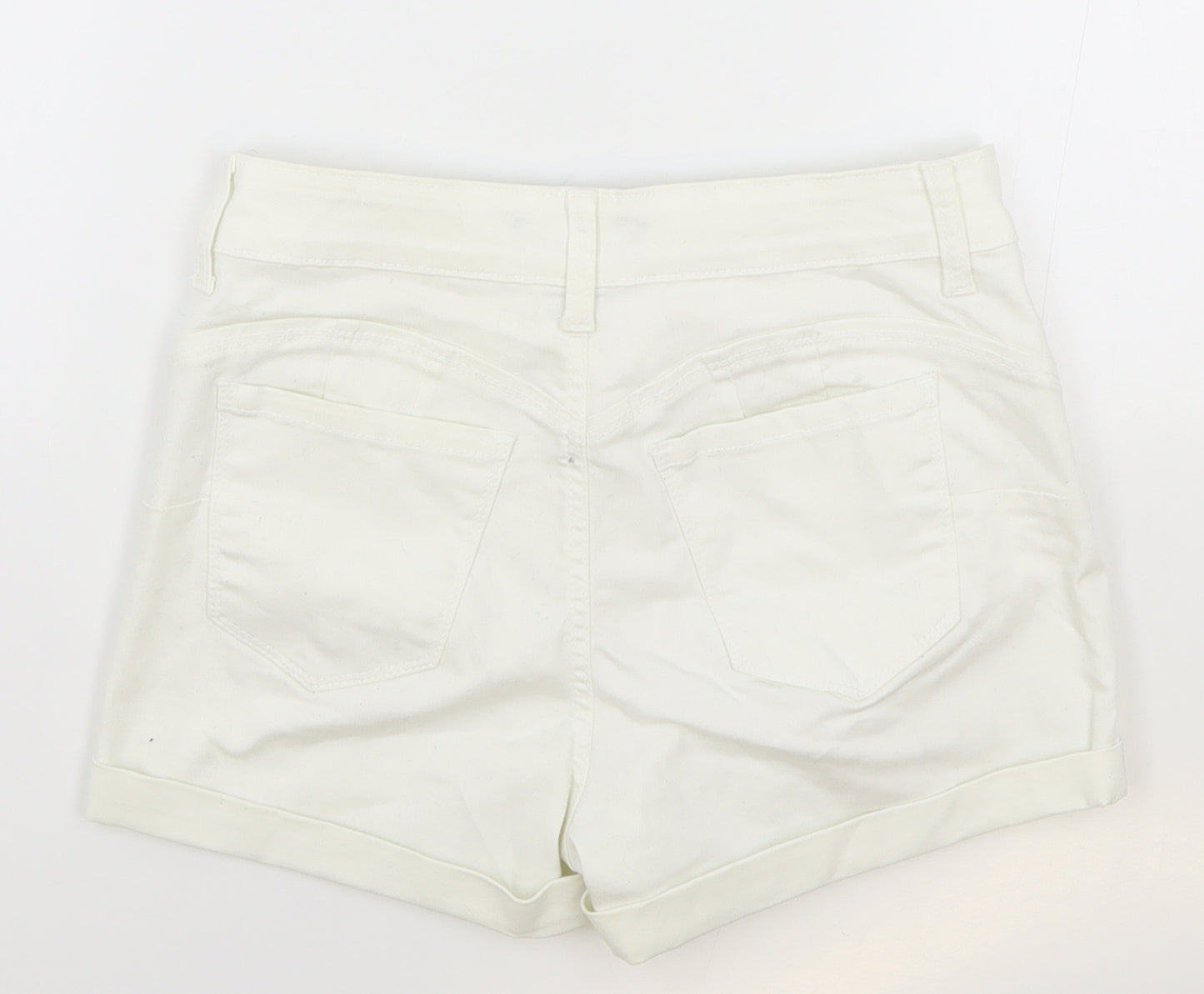 Butt Womens White Cotton Mom Shorts Size S Regular Zip