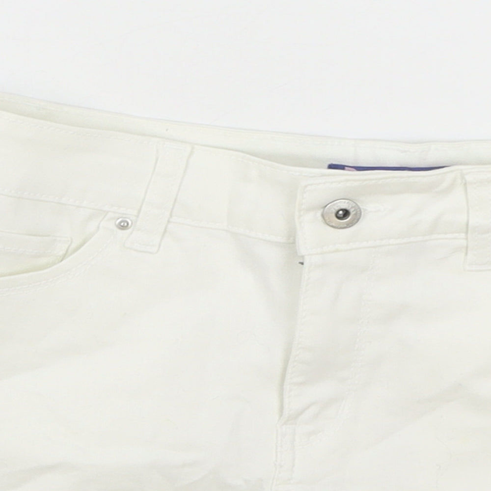 Butt Womens White Cotton Mom Shorts Size S Regular Zip