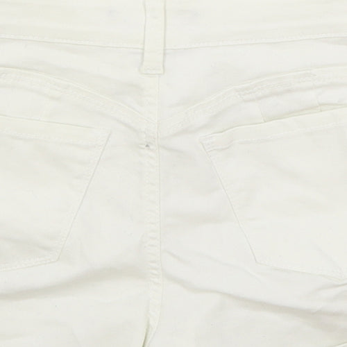 Butt Womens White Cotton Mom Shorts Size S Regular Zip