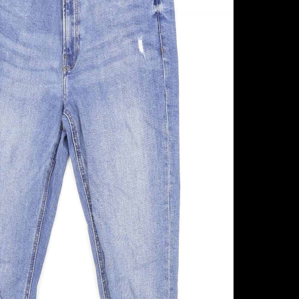 Primark Womens Blue Cotton Straight Jeans Size 14 Regular Zip