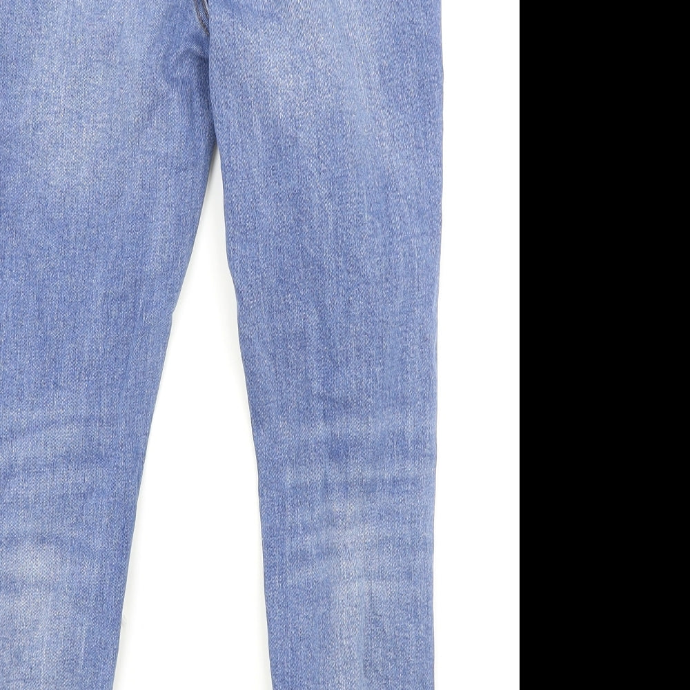 Primark Womens Blue Cotton Straight Jeans Size 14 Regular Zip