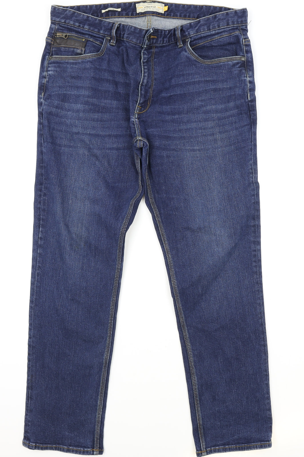 NEXT Mens Blue Cotton Straight Jeans Size 38 in Regular Zip