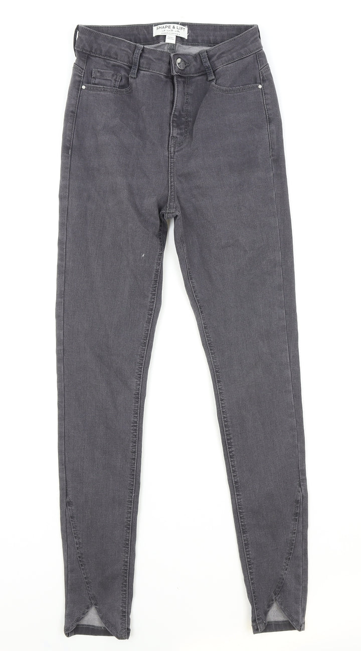 Dorothy Perkins Womens Grey Cotton Skinny Jeans Size 8 Regular Zip - Shape & Lift