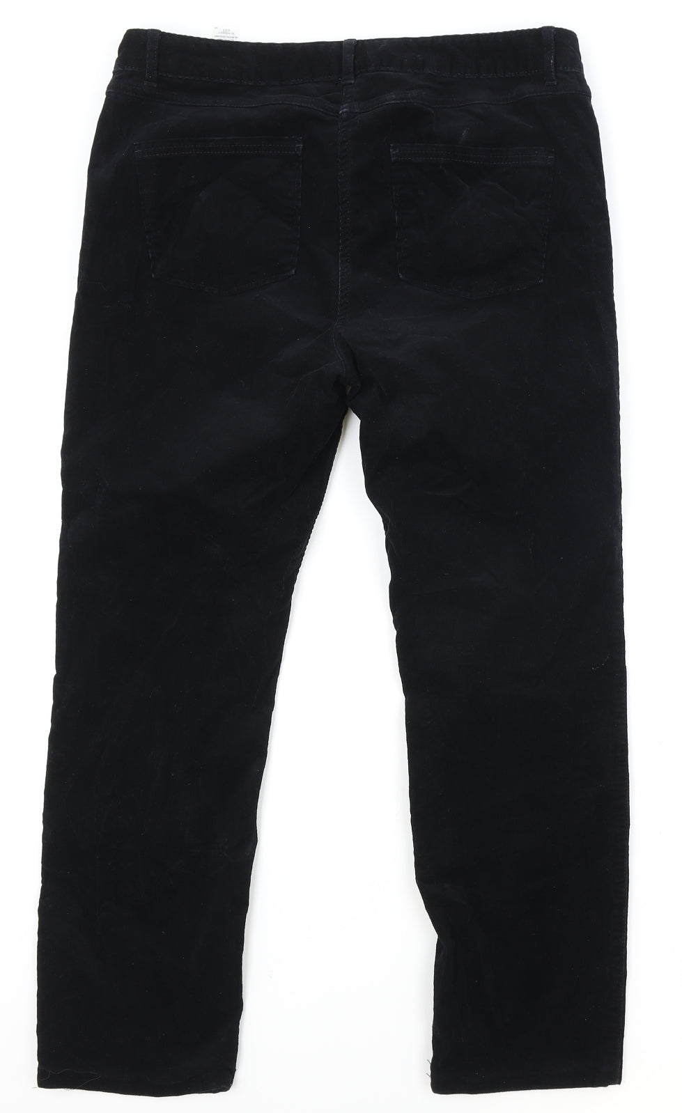 Marks and Spencer Womens Black Cotton Straight Jeans Size 14 Regular Zip