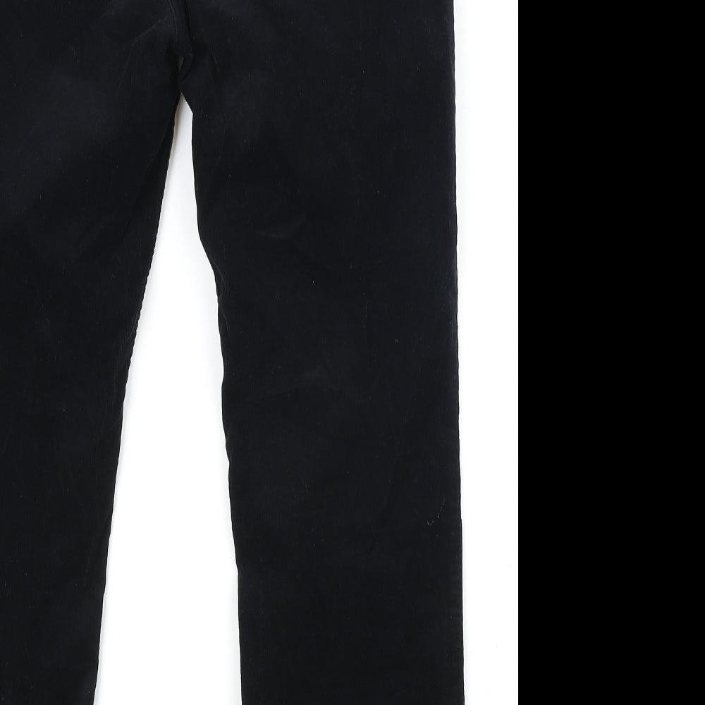 Marks and Spencer Womens Black Cotton Straight Jeans Size 14 Regular Zip