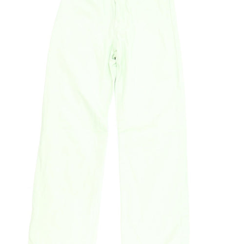 Stradivarius Womens Green Cotton Straight Jeans Size 6 Regular Zip - Distressed Hems