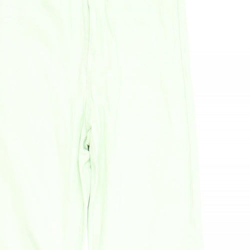 Stradivarius Womens Green Cotton Straight Jeans Size 6 Regular Zip - Distressed Hems