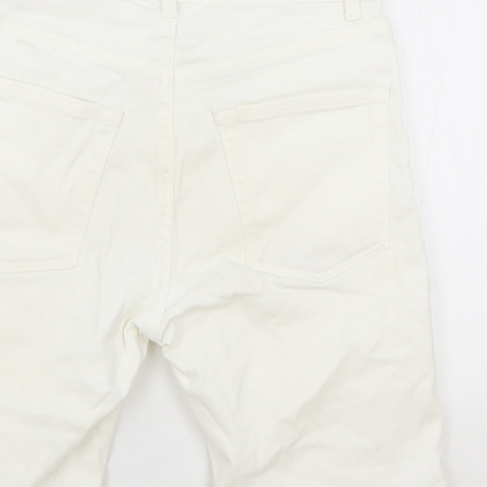 Topman Mens White Cotton Biker Shorts Size 28 in Regular Zip