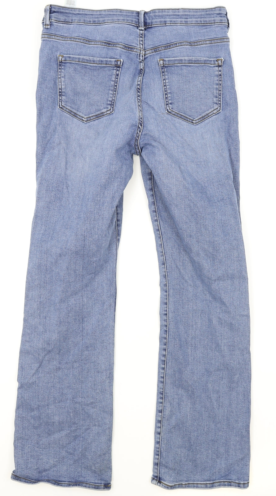 Marks and Spencer Womens Blue Cotton Bootcut Jeans Size 14 Regular Zip