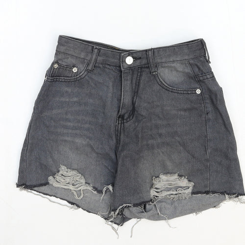 Miss Pineapple Womens Grey Cotton Cut-Off Shorts Size 26 in Regular Zip
