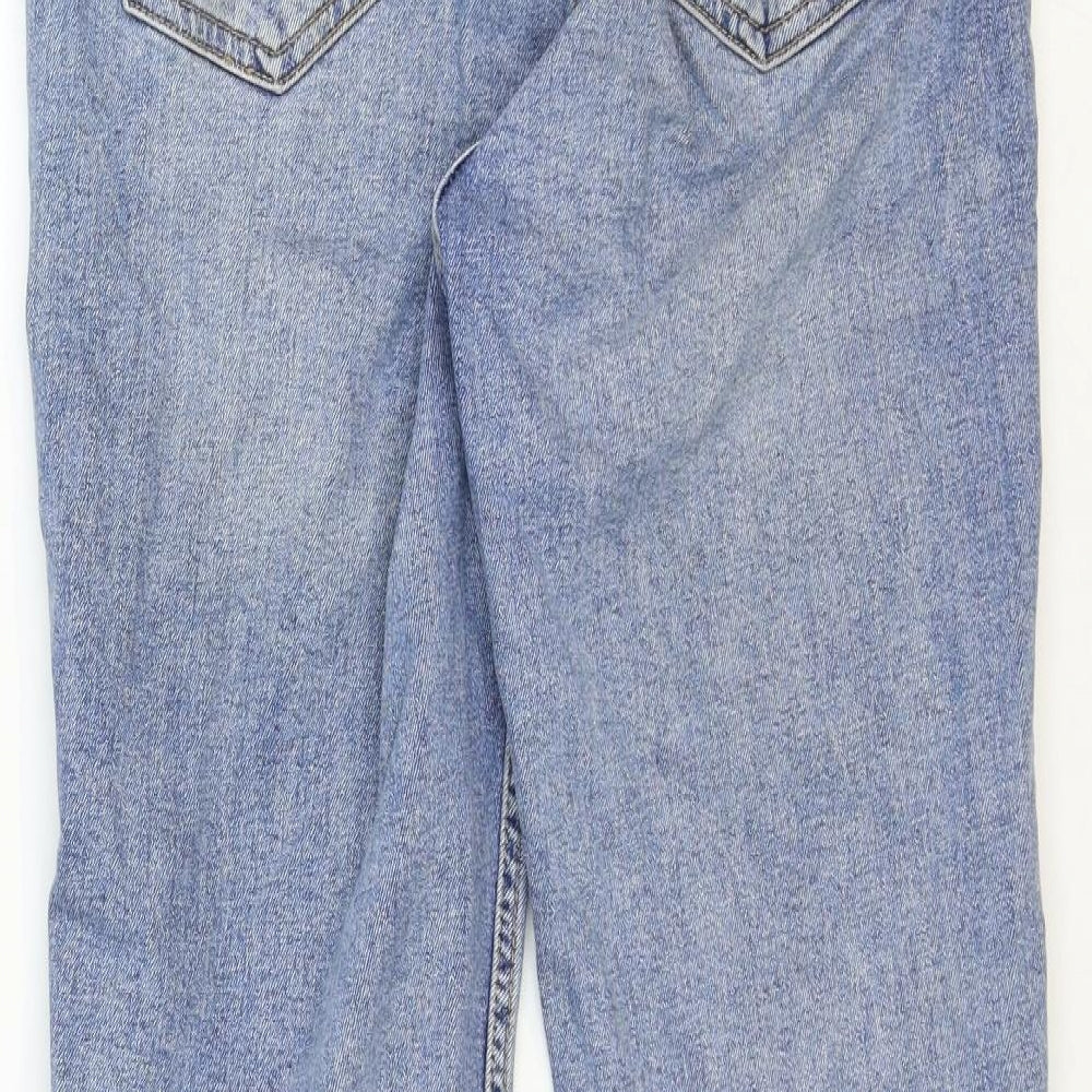 Zara Womens Blue Cotton Bootcut Jeans Size 14 Regular Zip - Distressed Hems