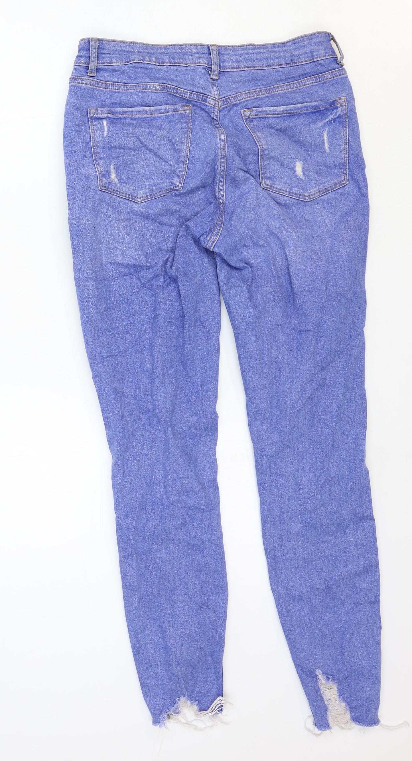 Primark Womens Blue Cotton Skinny Jeans Size 12 Regular Zip