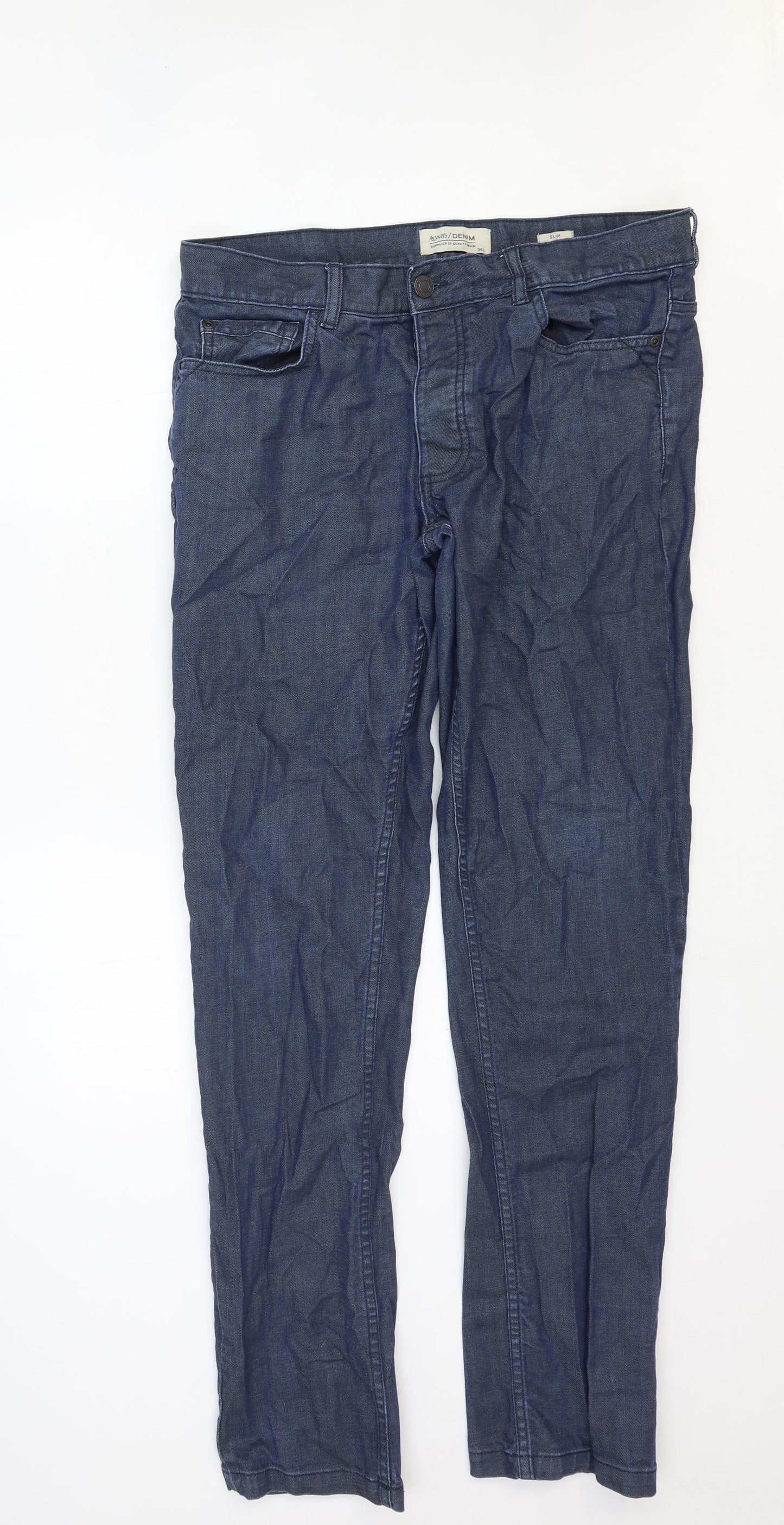 Matalan Mens Blue Cotton Straight Jeans Size 34 in Regular Zip
