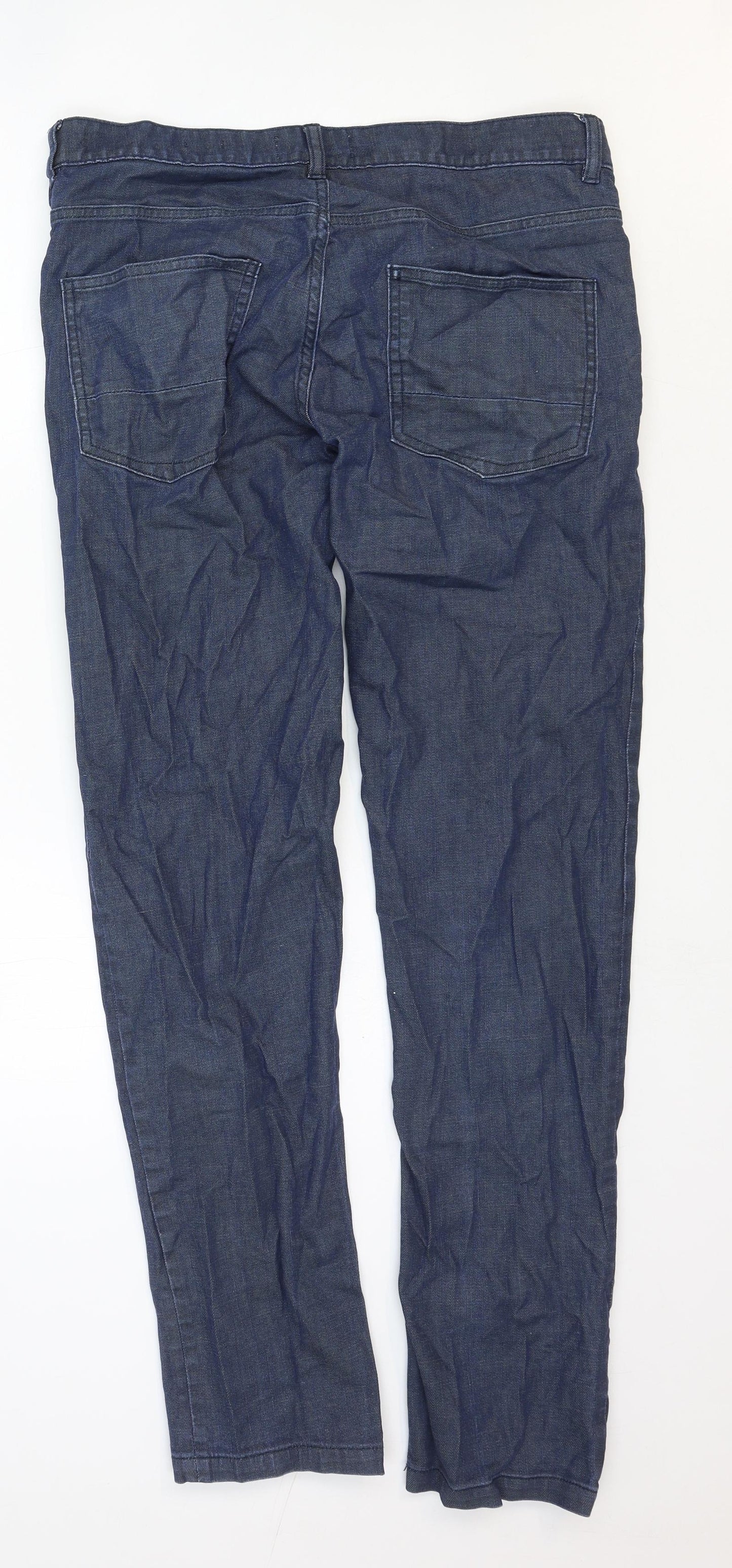 Matalan Mens Blue Cotton Straight Jeans Size 34 in Regular Zip