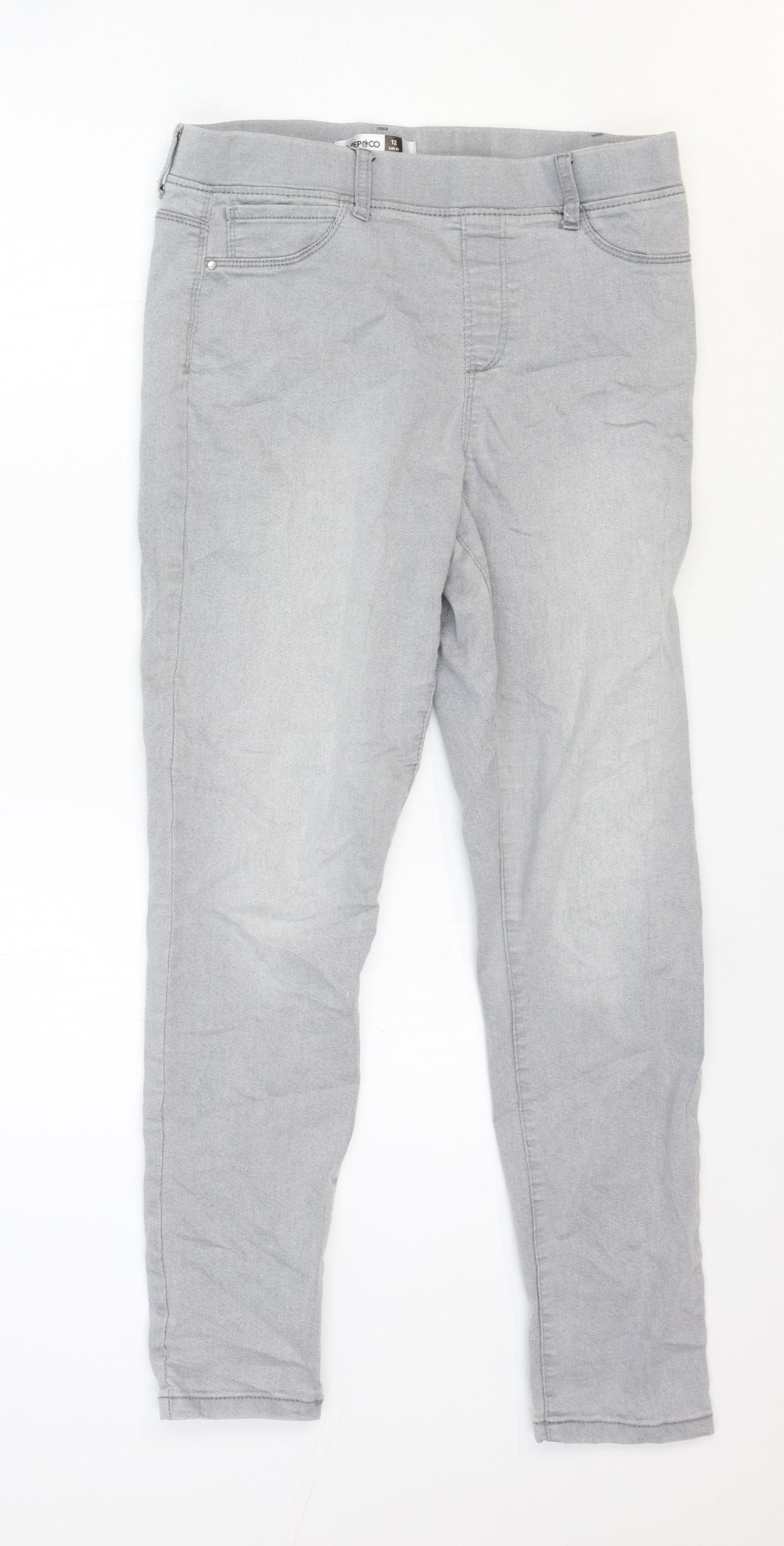 PEP&CO Womens Grey Cotton Jegging Jeans Size 12 Regular