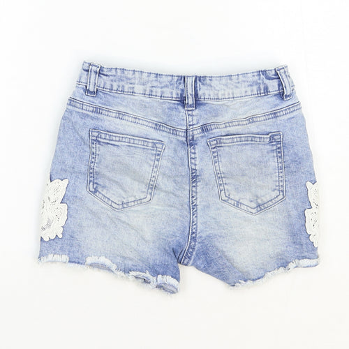 George Girls Blue Cotton Mom Shorts Size 10-11 Years Regular Zip