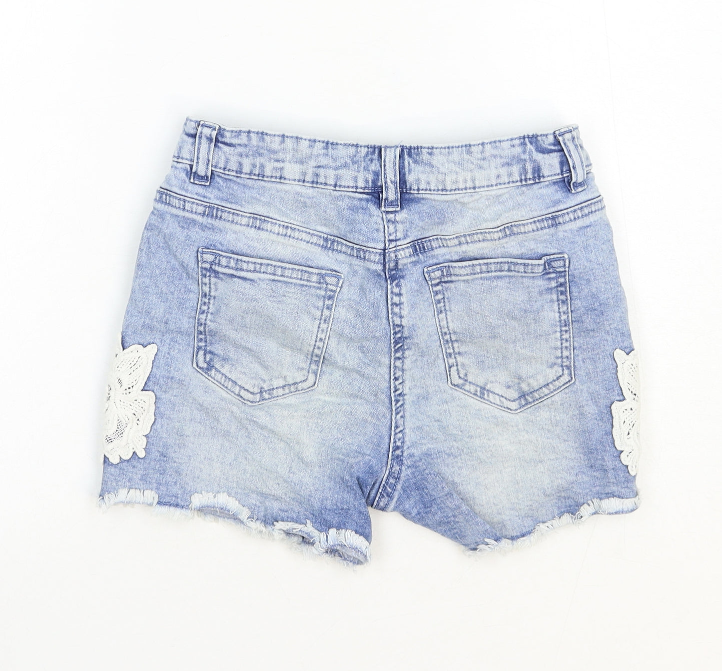 George Girls Blue Cotton Mom Shorts Size 10-11 Years Regular Zip