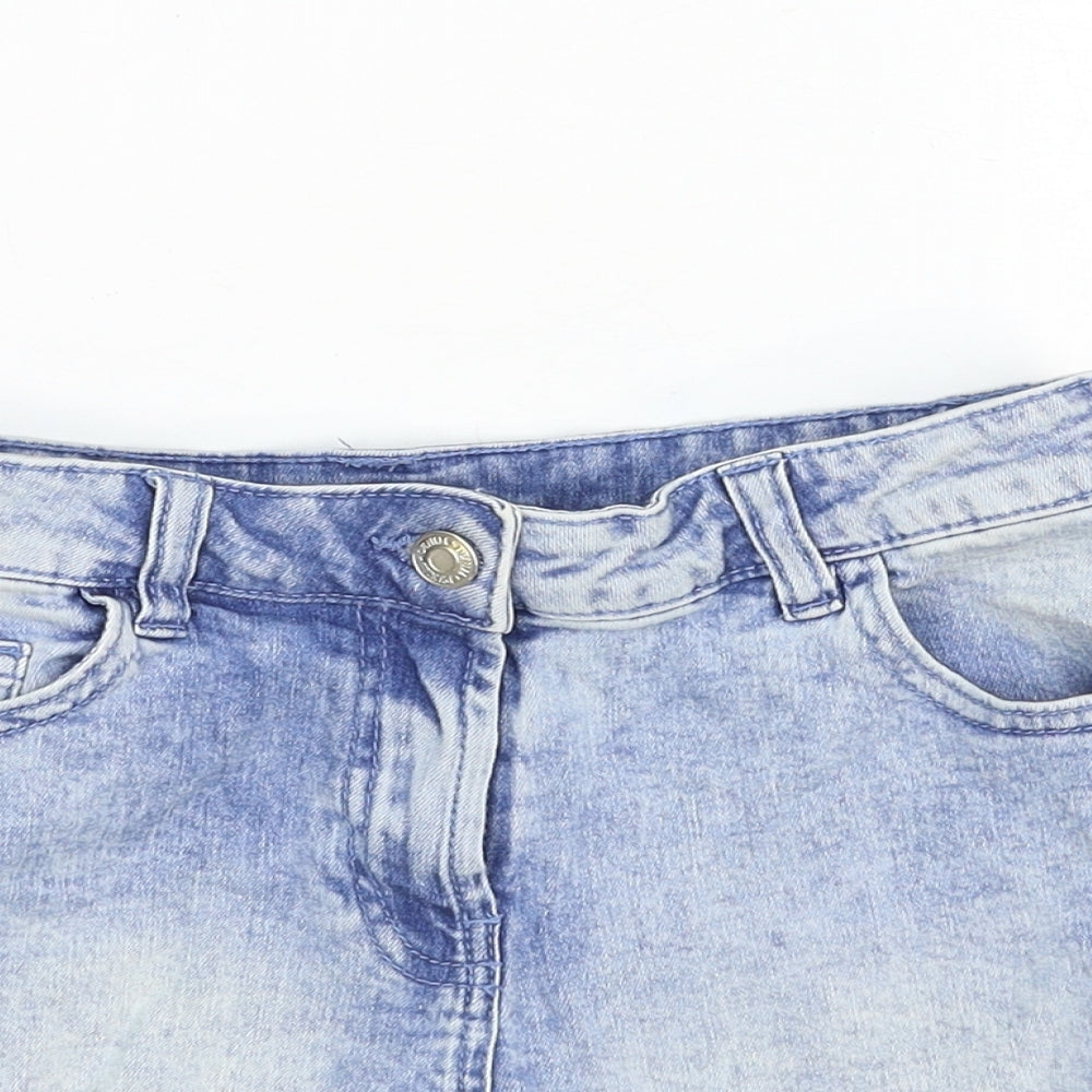George Girls Blue Cotton Mom Shorts Size 10-11 Years Regular Zip