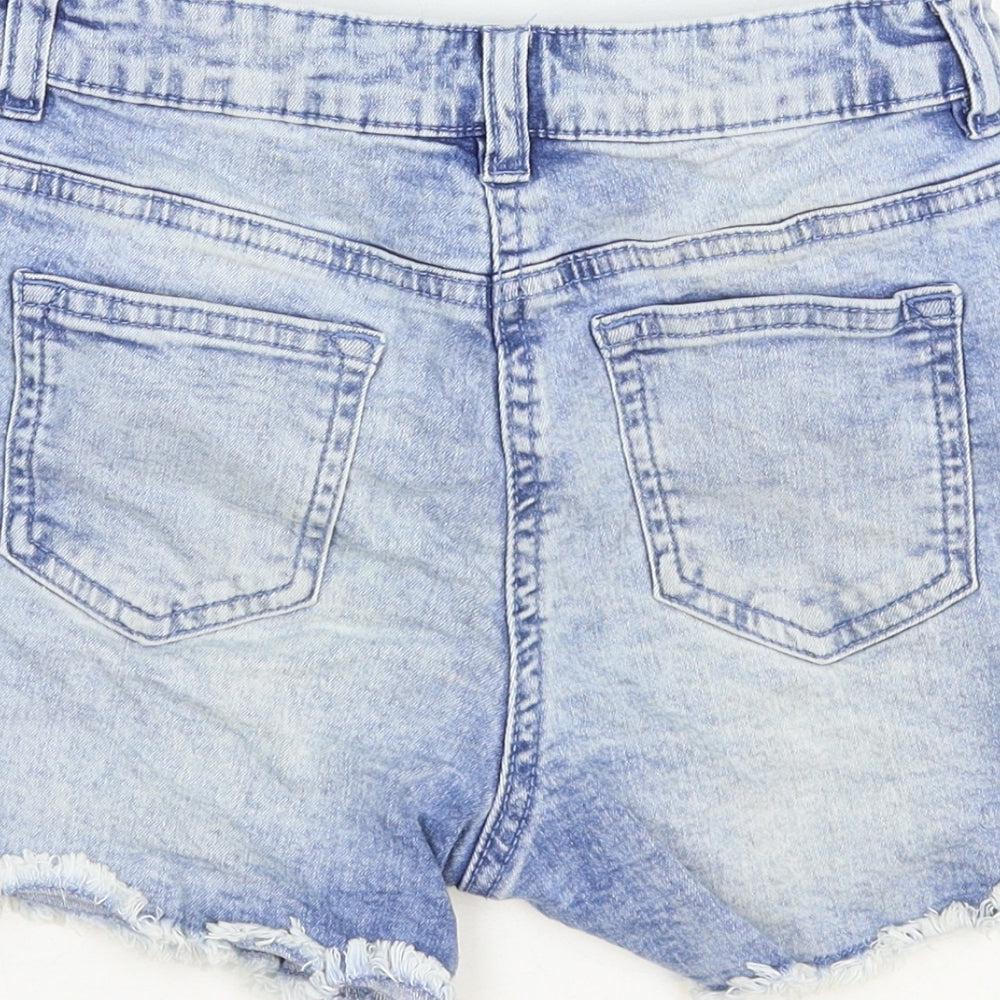 George Girls Blue Cotton Mom Shorts Size 10-11 Years Regular Zip