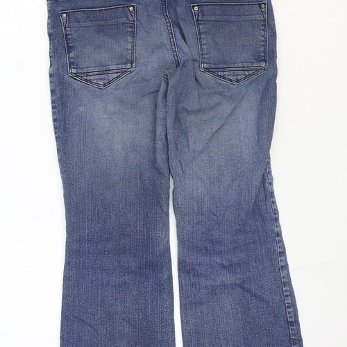 Marks and Spencer Womens Blue Cotton Bootcut Jeans Size 10 Regular Zip