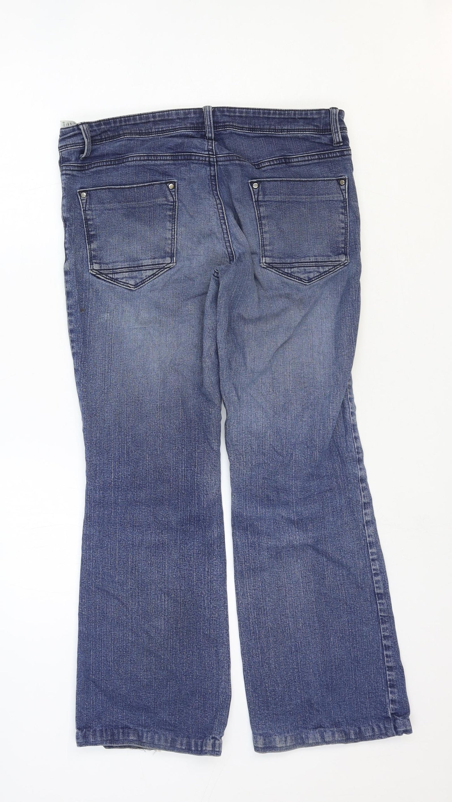 Marks and Spencer Womens Blue Cotton Bootcut Jeans Size 10 Regular Zip