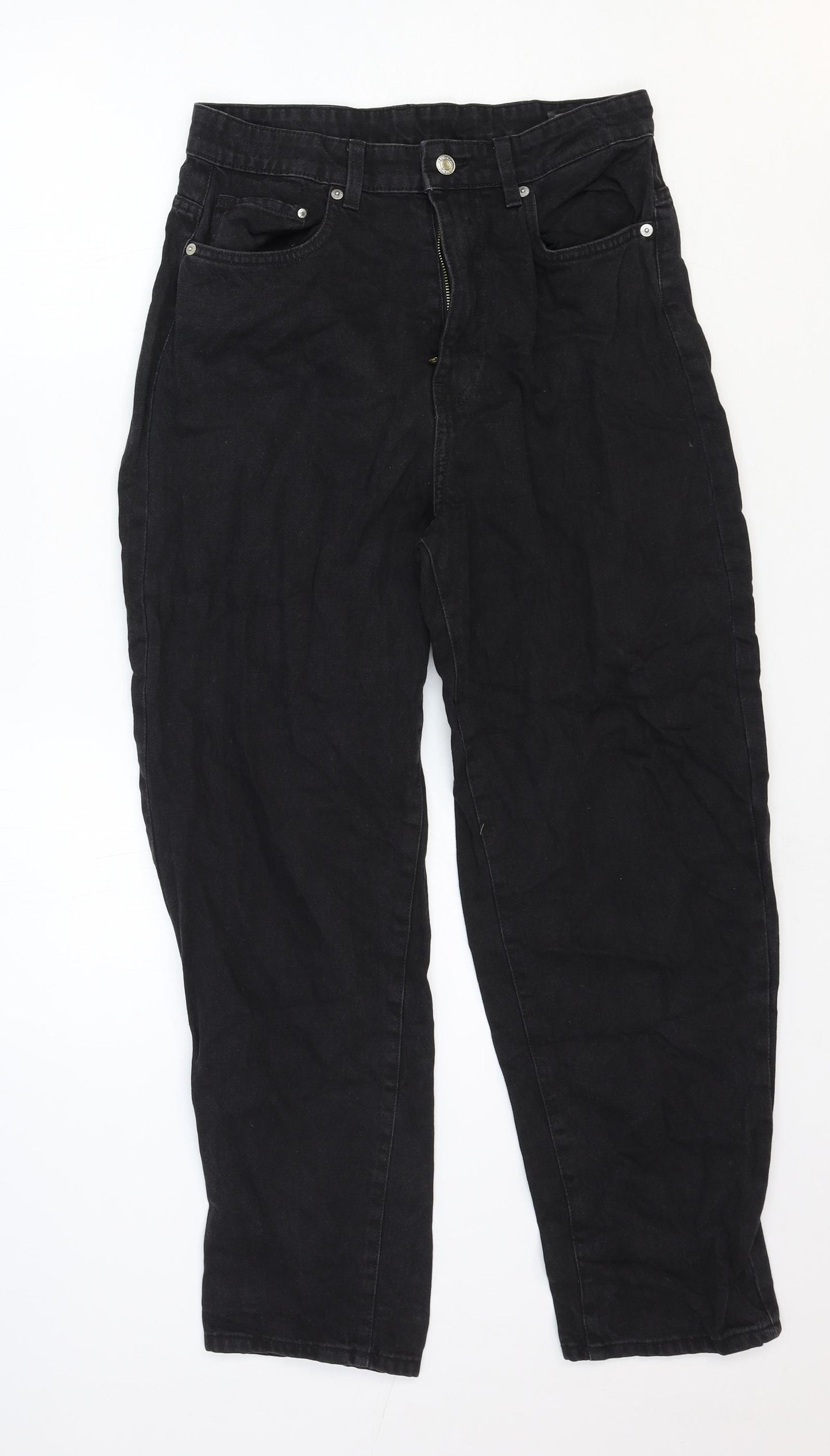 &Denim Womens Black Cotton Straight Jeans Size 12 Regular Zip