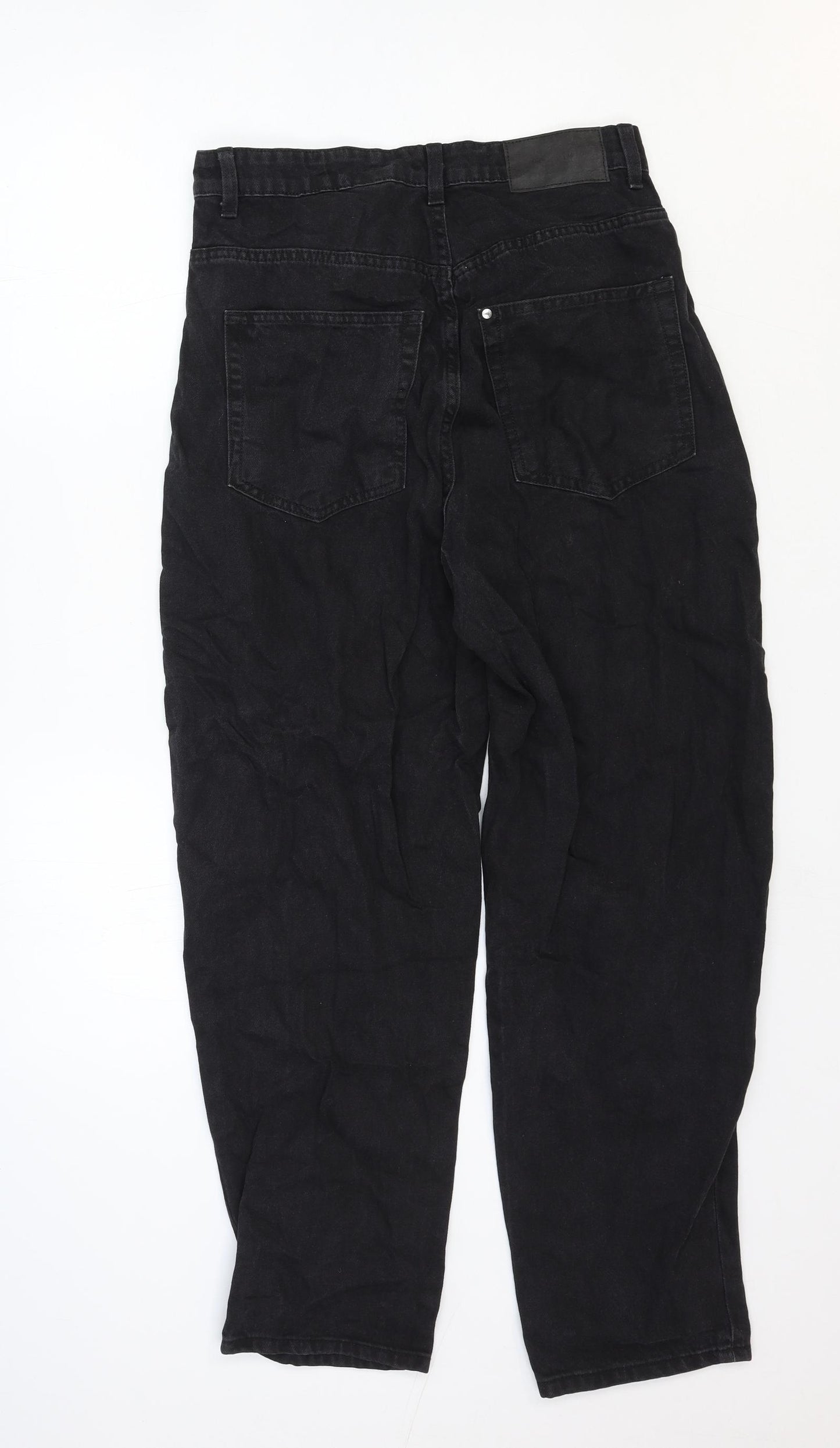 &Denim Womens Black Cotton Straight Jeans Size 12 Regular Zip