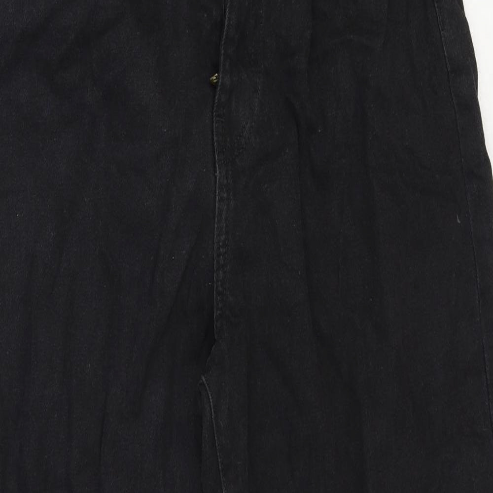 &Denim Womens Black Cotton Straight Jeans Size 12 Regular Zip