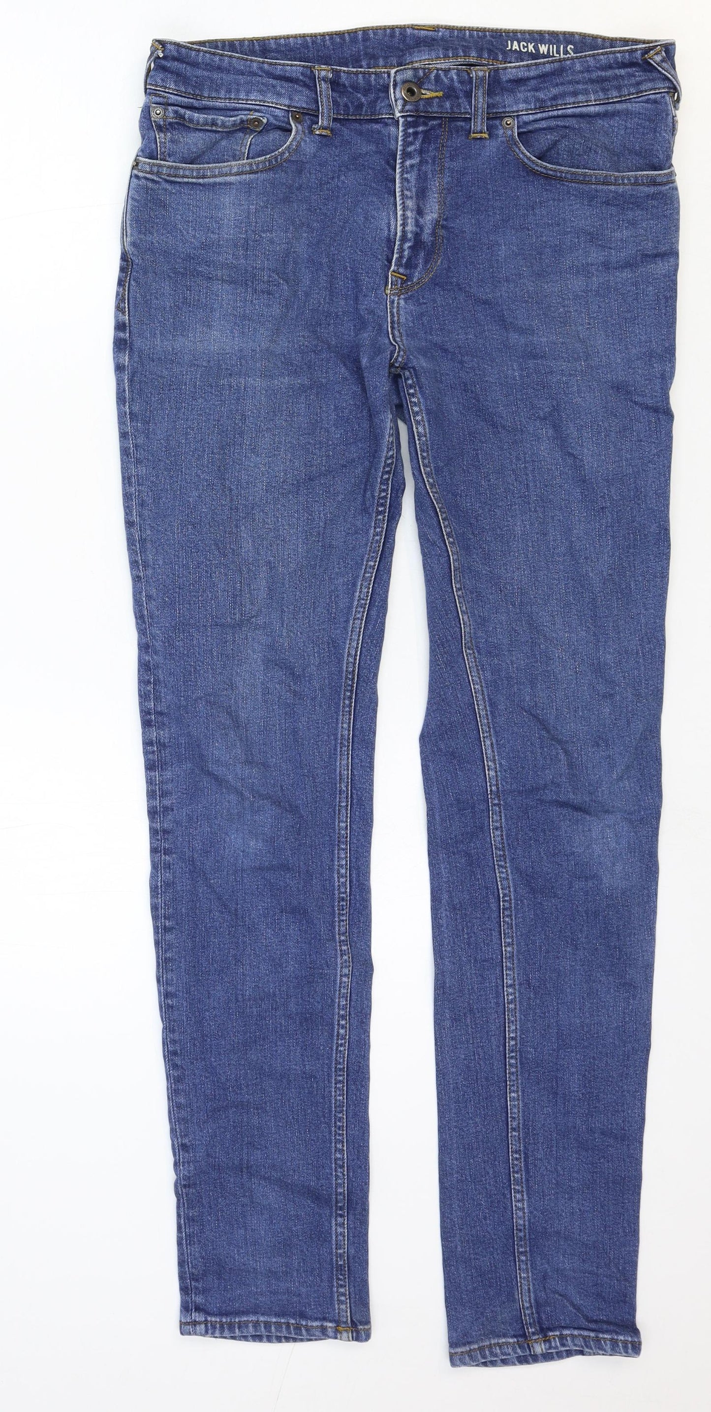 Jack Wills Mens Blue Cotton Skinny Jeans Size 32 in Regular Zip
