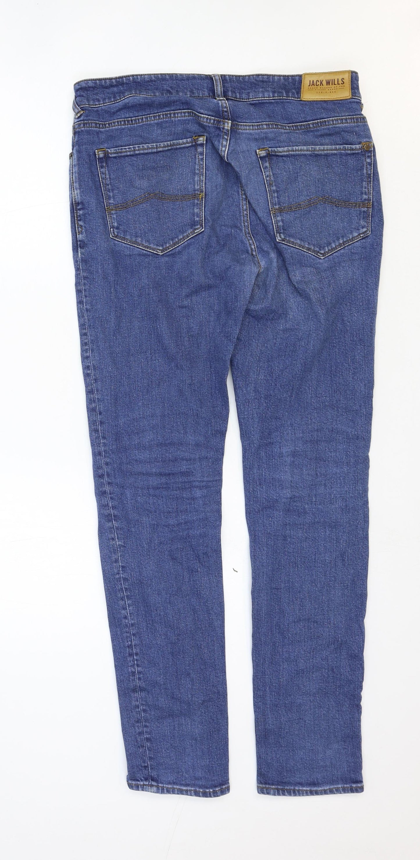 Jack Wills Mens Blue Cotton Skinny Jeans Size 32 in Regular Zip