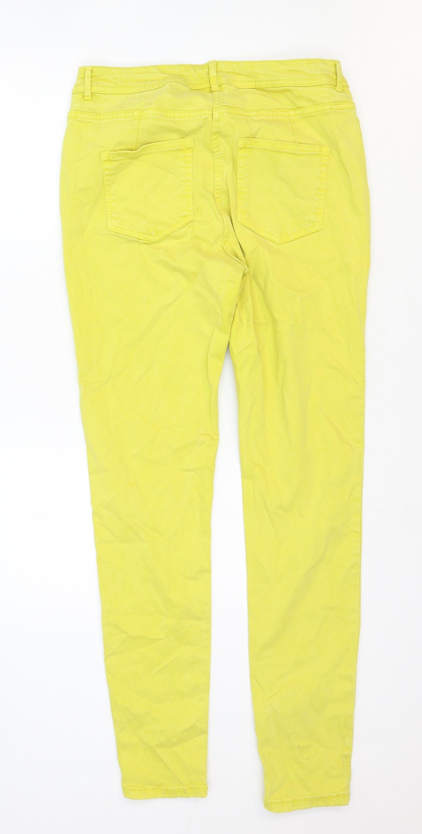 NEXT Womens Yellow Cotton Skinny Jeans Size 14 Regular Zip