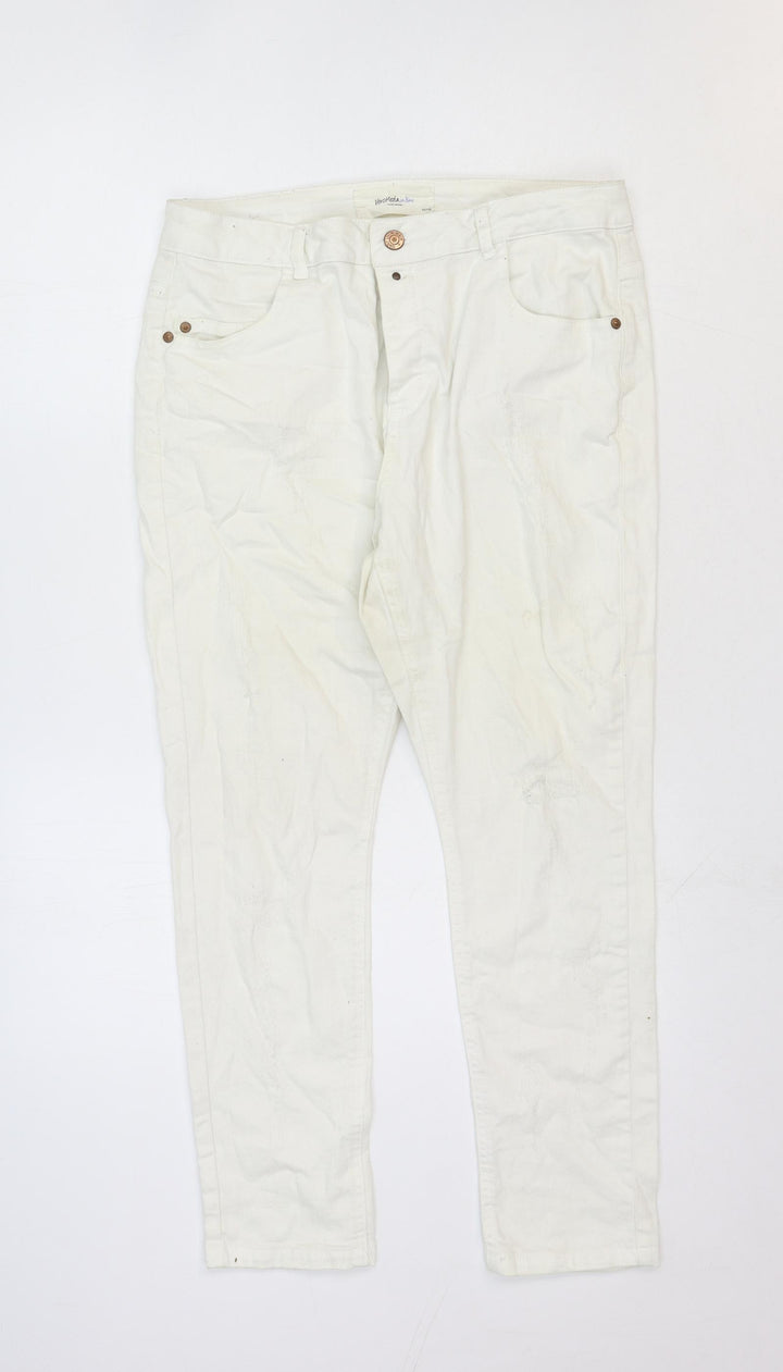 VERO MODA Womens White Cotton Straight Jeans Size 32 in Regular Zip