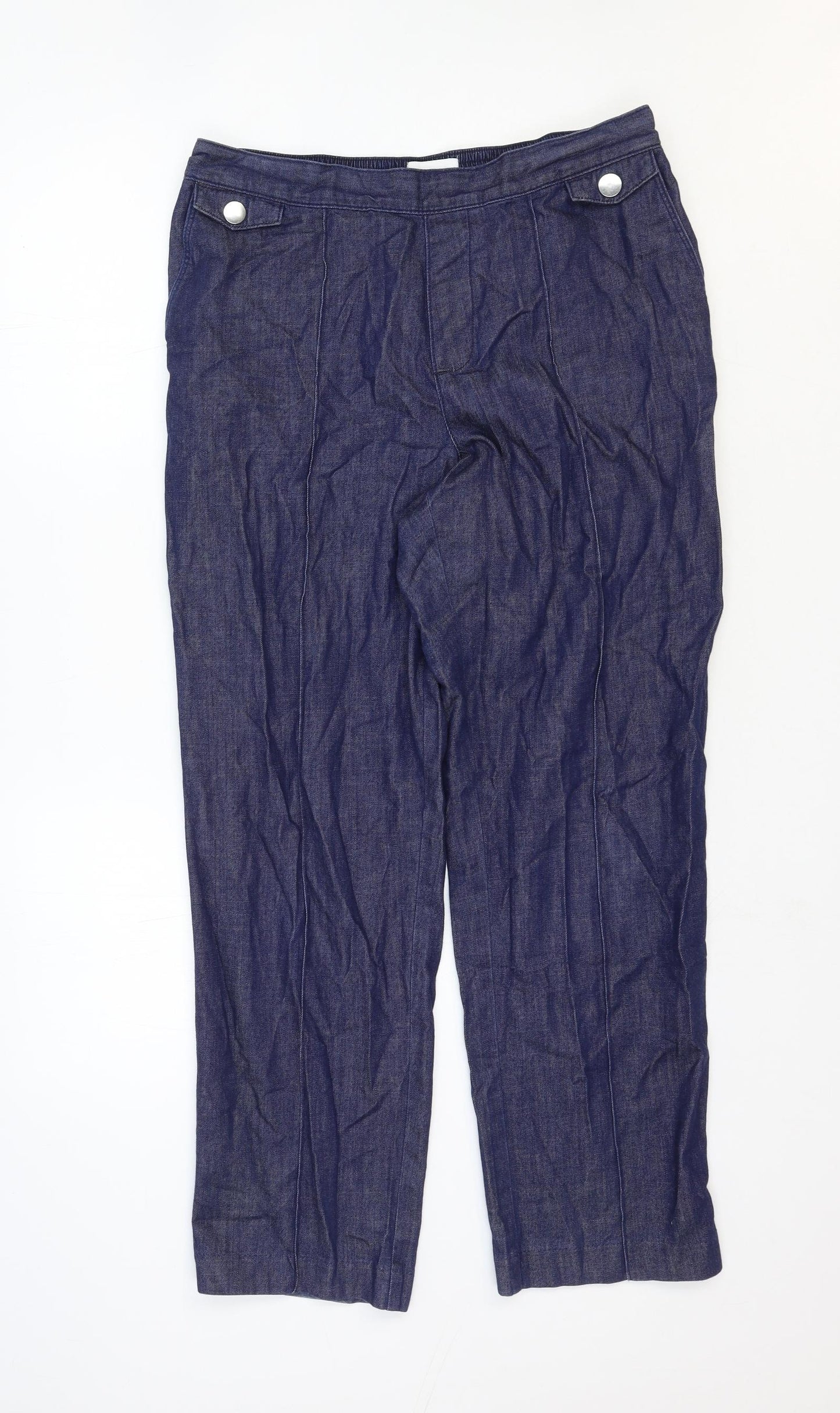 Marks and Spencer Womens Blue Cotton Straight Jeans Size 14 Regular