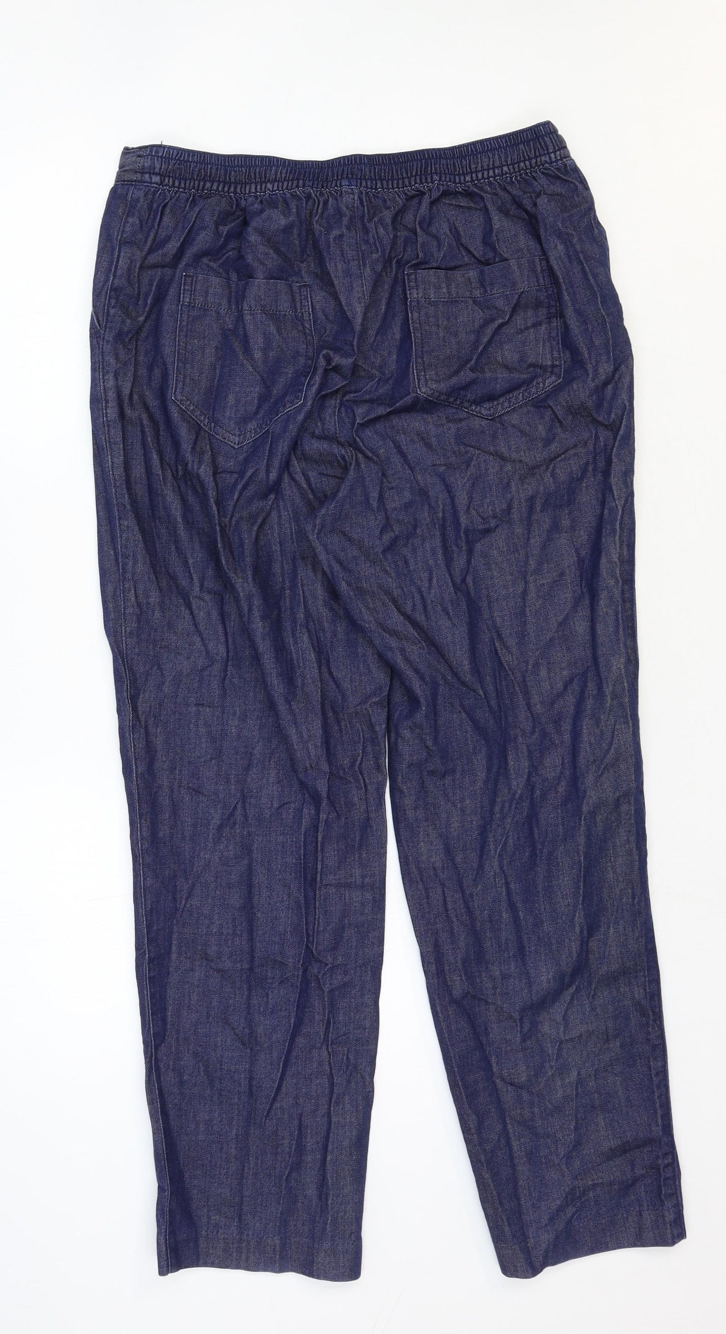Marks and Spencer Womens Blue Cotton Straight Jeans Size 14 Regular
