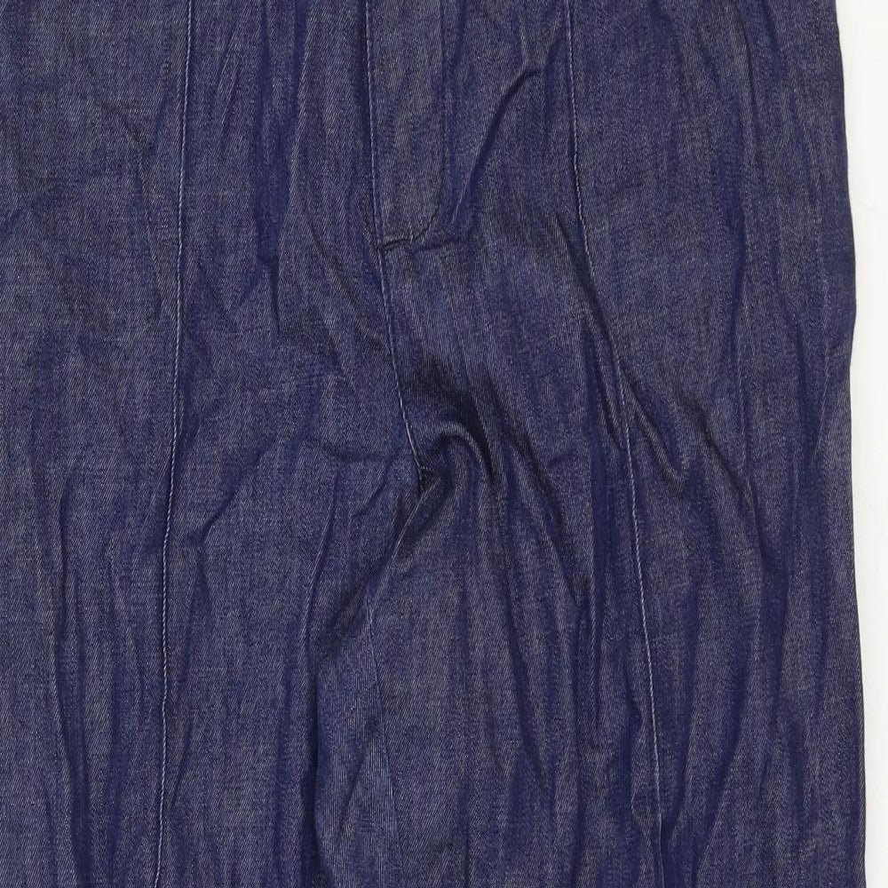 Marks and Spencer Womens Blue Cotton Straight Jeans Size 14 Regular