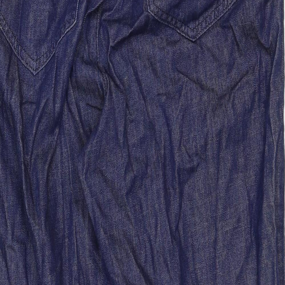Marks and Spencer Womens Blue Cotton Straight Jeans Size 14 Regular