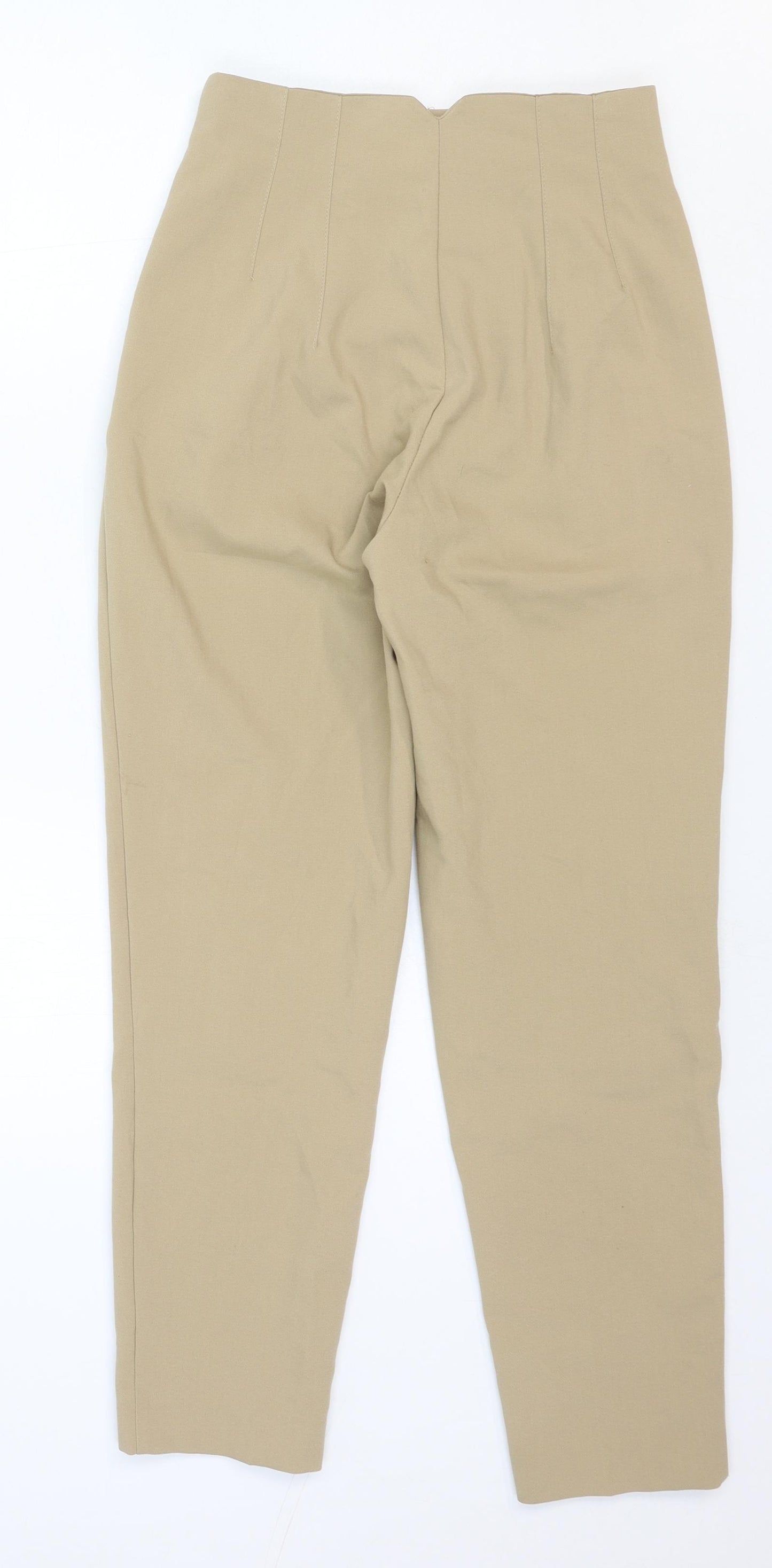 Zara Womens Beige Polyester Trousers Size XS Regular Hook & Loop