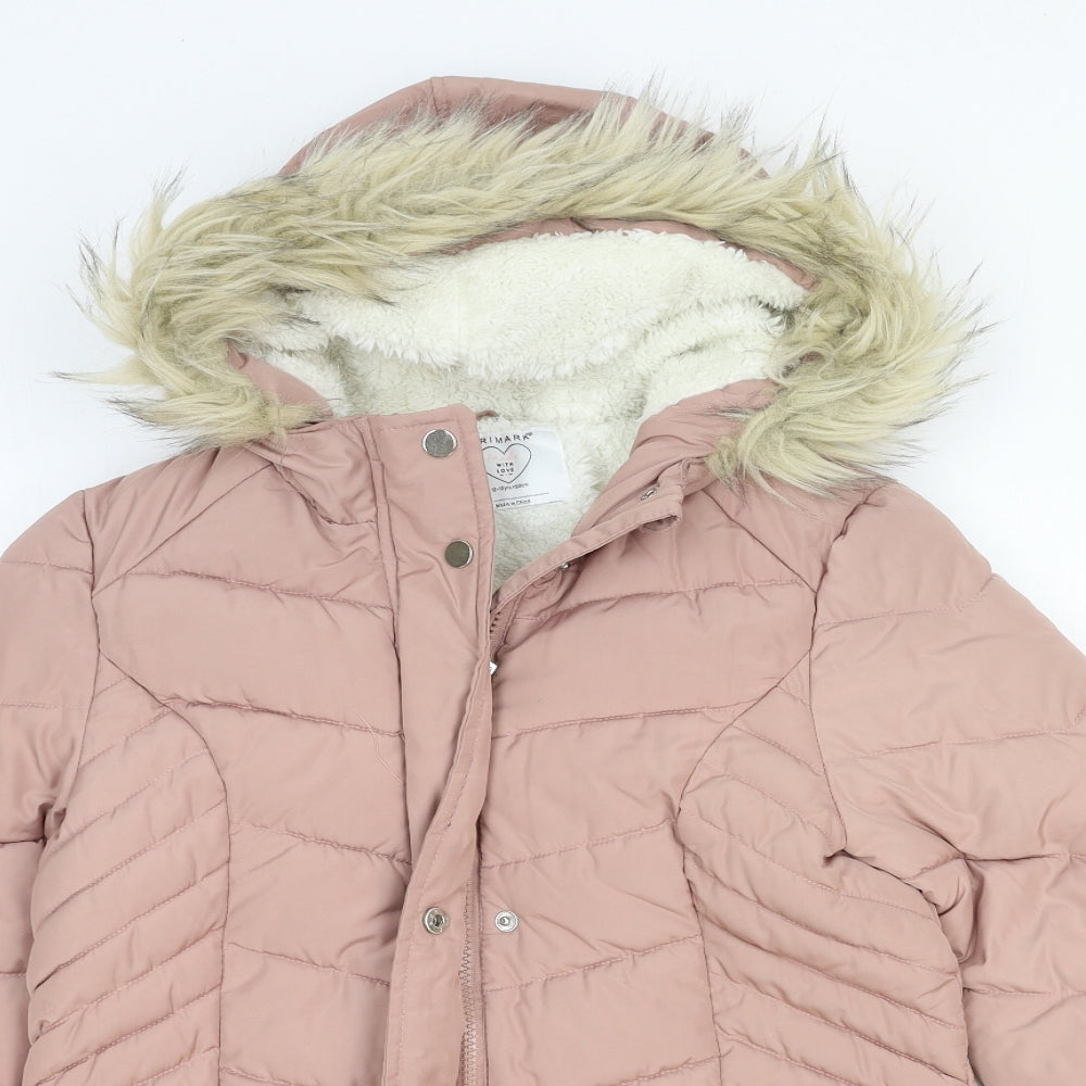 Primark Girls Pink Quilted Coat Size 12-13 Years Zip